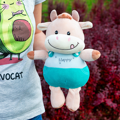 Игрушка-подушка "Бычок Тим" 25 см бирюза