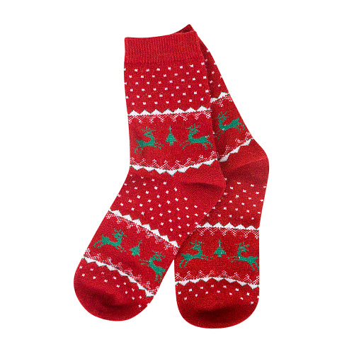 Носки теплые "Олени" (красные)