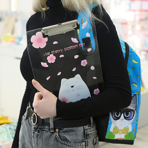 Папка-планшет "Прозрачный" (белый кот)