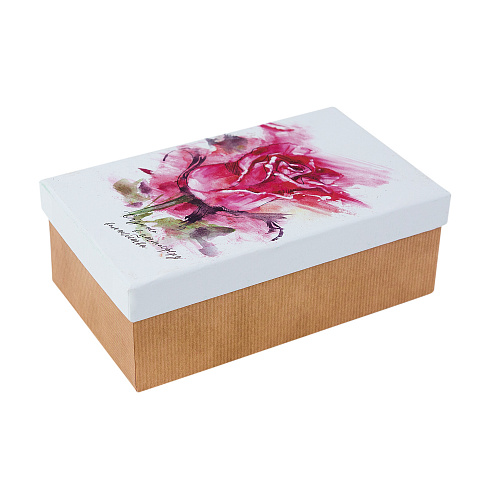 Подарочная коробка «Цветы», 18 х 11 х 6,5 см (бело-оранжевая)