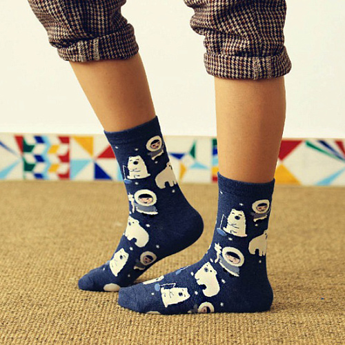 Носки "Северный мишка серые+Синие"