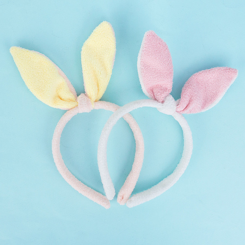 Ободок-повязка "Ушки зайки" (розовый с желтым)
