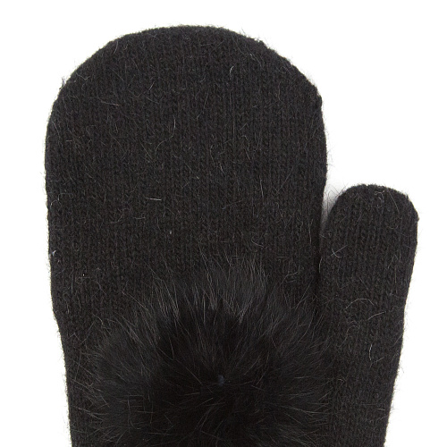 Варежки с помпоном (черные)