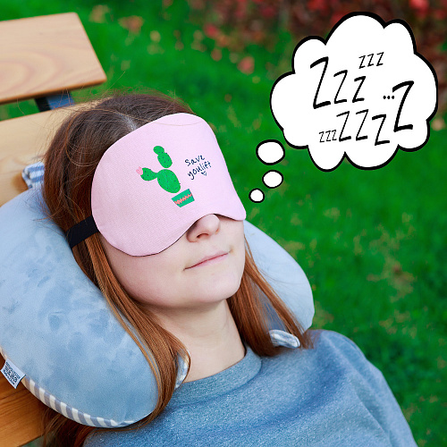 Маска для сна "Кактус в горшке" (розовая)