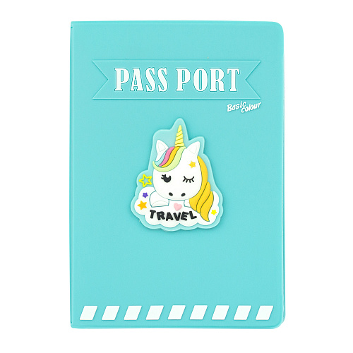 Обложка для паспорта "Unicorn traveler" (голубая)
