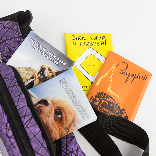 Обложка на автодокументы "За рулем" оранжевая