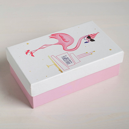 Подарочная коробка «Happy Birthday», 14 х 8,4 х 4,5 см (фламинго)