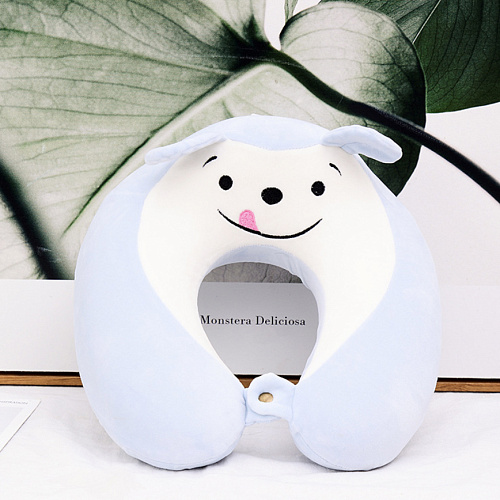 Подушка для путешествий "Мордашки", Memory Foam (голубая)