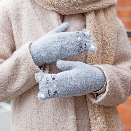 Варежки "Котики" (серые)