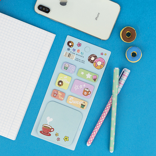 Набор стикеров для записей "Вкусняшки" (голубой)