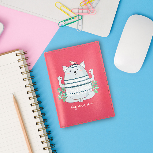 Обложка для паспорта "Без паники" (кожа)