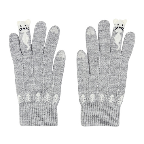 Перчатки сенсорные "Котик Ми", серые