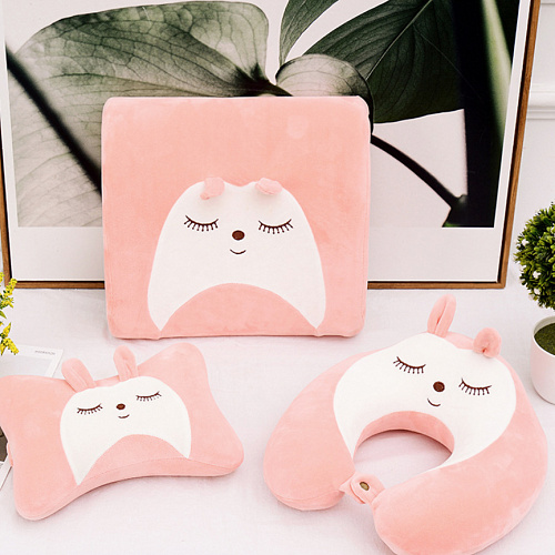 Подушка для путешествий "Мордашки", Memory Foam (розовая)