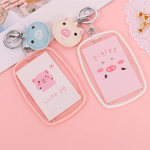 Брелок-кардхолдер с карабином "Свинка розовая"