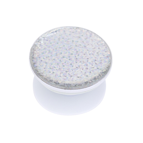 Держатель для телефона/попсокет "Глиттер" серебро с белым