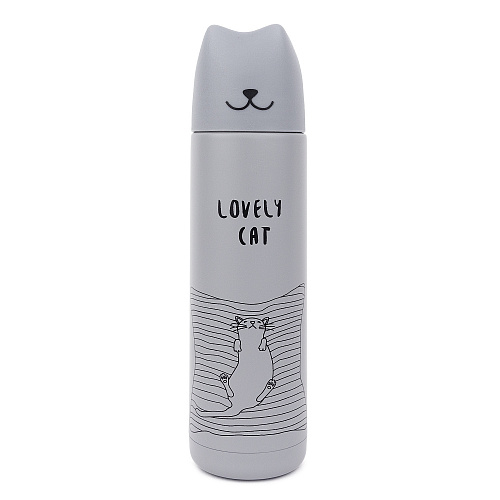 Термос "Lovely cat" (серый)