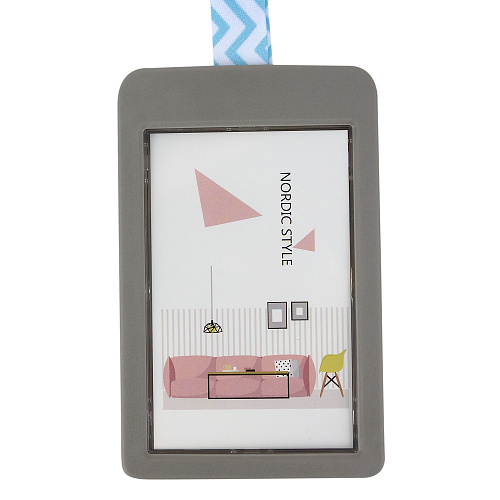 Бейдж-кардхолдер на ленте (зиг-заг голубой)