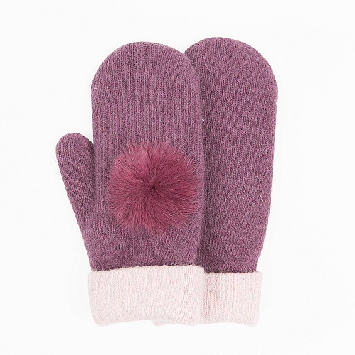 Варежки с помпоном (фиолетовые)