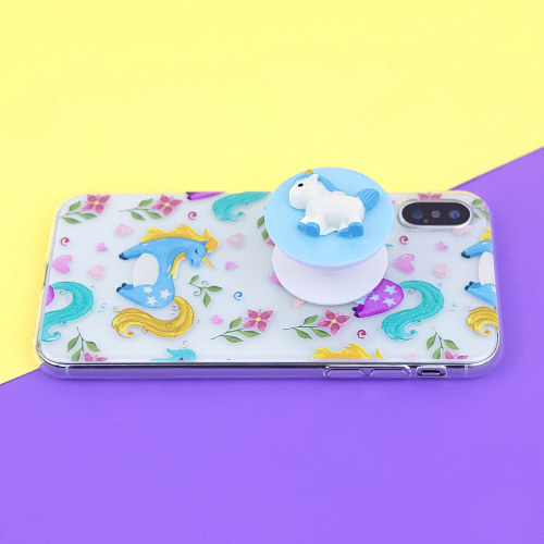 Держатель для телефона/попсокет "Единорожка" (синий)