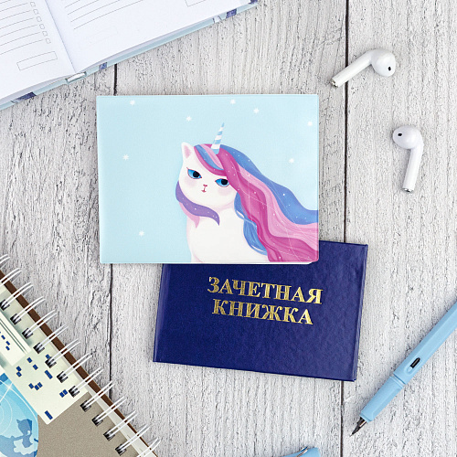 Обложка на зачетную книжку "Радужная кошечка"