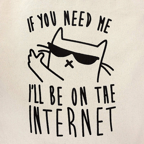 Эко-сумка шоппер с принтом "Internet cat" (белая)
