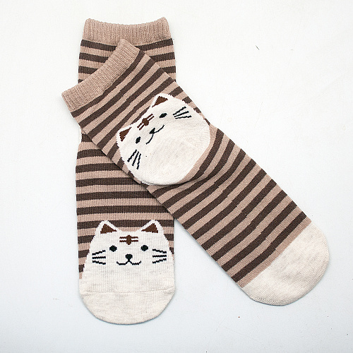 Носки "Кот в полоску" (коричневые)