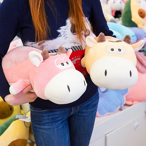 Игрушка-подушка "Бычок" (розовый),50см