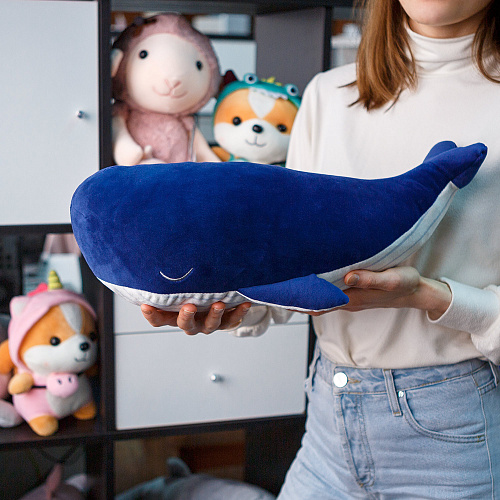 Игрушка-подушка "Кит Денди" (синий), 45см.