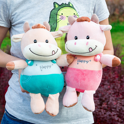 Игрушка-подушка "Бычок Тим" 25 см бирюза