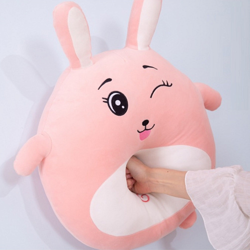 Игрушка-подушка "Зая Кругляш" (розовая) 55см