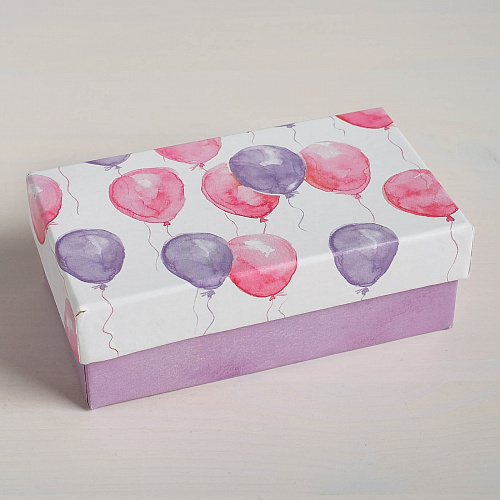 Подарочная коробка «Happy Birthday», 12 х 7 х 4 см (фиолетовые и розовые шарики)