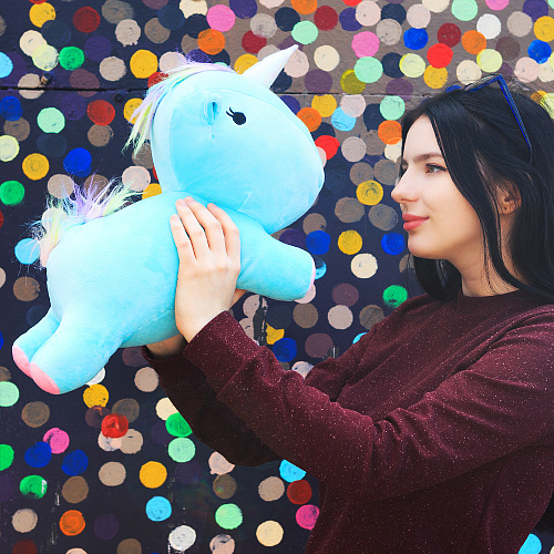 Игрушка-подушка "Радужный единорог" (голубой)