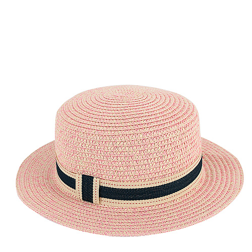 Шляпа "Плетеная с лентой" (нежно-розовая)