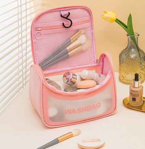 Косметичка дорожная "Washbag" с клапаном розовая