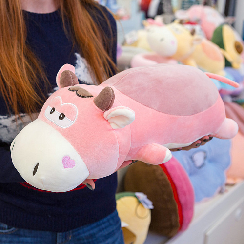 Игрушка-подушка "Бычок" (розовый),50см