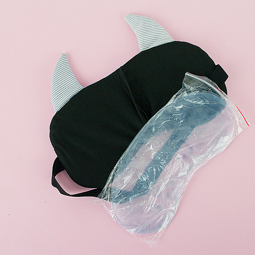 Маска для сна с ушками "Монстр" (голубая)