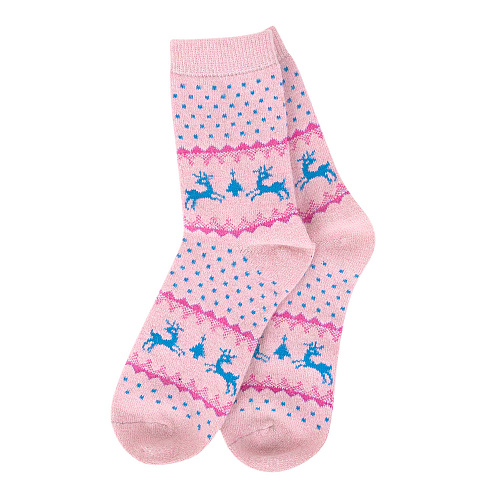 Носки теплые "Олени" (розовые)