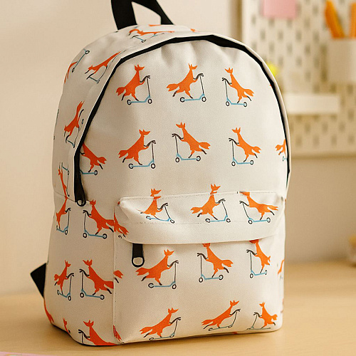 Рюкзак "Лисичка на самокате" (бежевый)