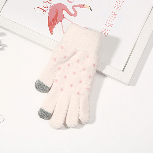 Перчатки сенсорные "Горошки", молочные