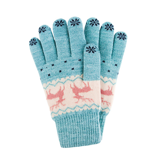 Перчатки сенсорные "Олени" (голубые)