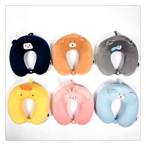 Подушка для путешествий "Собачка с ушками", Memory Foam (голубая)