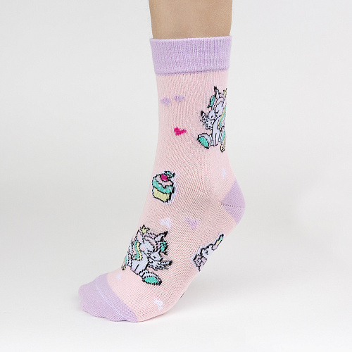 Носки детские "Единороги и сладости", разм.18-20 (5-7 лет)