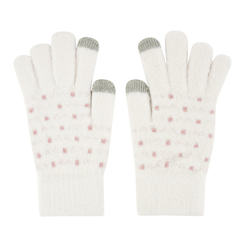 Перчатки сенсорные "Горошки", молочные