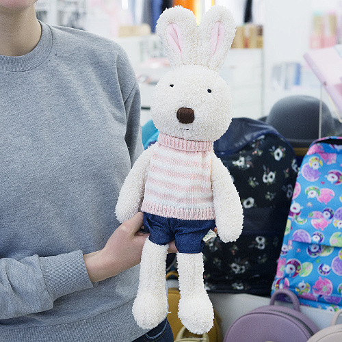 Игрушка-подушка "Зайка в розовом свитере" 45см