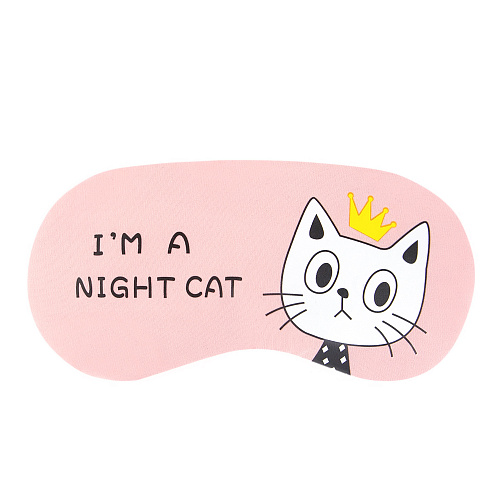 Маска для сна "Night cat" (розовая) с гелевой вставкой