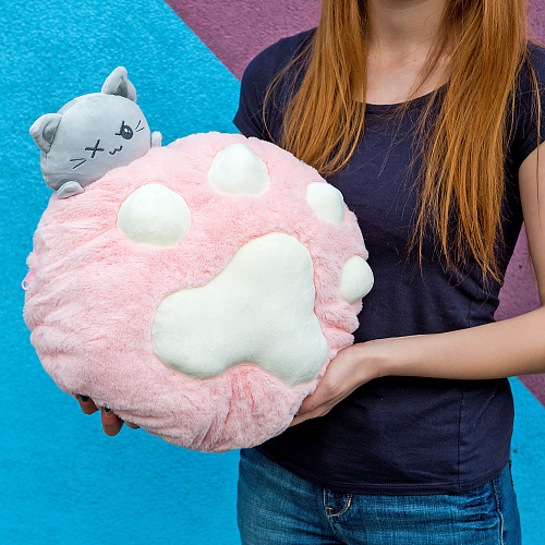 Игрушка-подушка "Котик с пледом" (розовая) 35*40см