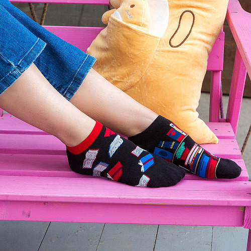 Носки короткие "Книги"