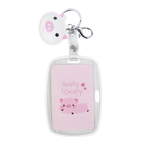 Брелок-кардхолдер с карабином "Свинка голубая"