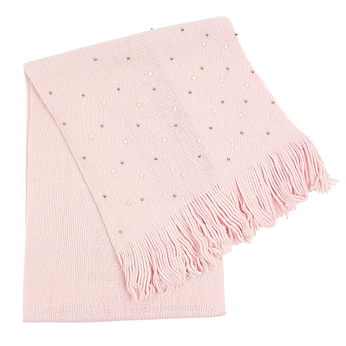 Шарф с бусинами (розовый)