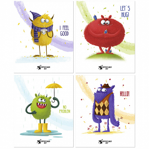 Тетрадь общая 48л на гребне, "Монстрики" фиолетовый